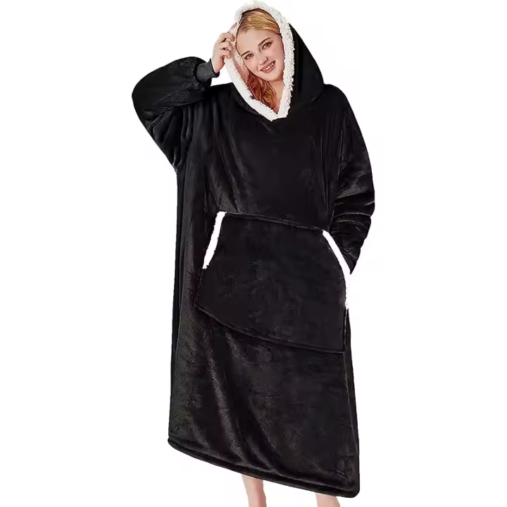 Oversized Hoodie Blanket Fluffy Fleece Blanket Hoodie Hooded Blanket Deep Pockets, Cozy Warm Fleece Sherpa Blanket, Gifts Adults Mom Wife Girlfriend Men, One size fits all - 1
