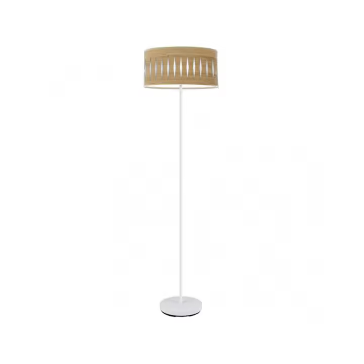Fabrilamp - Pie Salon Piron 1xe27 Blanco/madera Clara 165x40x40 Cm - 1