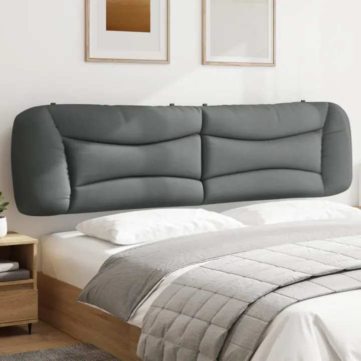 vidaXL Cabecero de cama acolchado tela gris claro 200 cm - 1