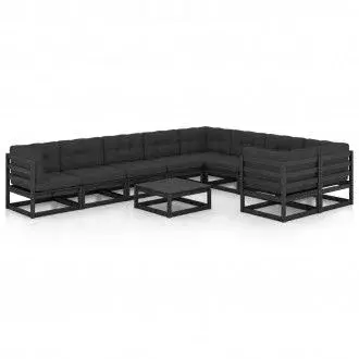 VIDAXL conjunto de muebles exteriores para el jardín fabricado en madera pino con cojines vida xl - 1