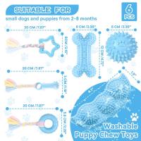 Juguetes Para Morder De Goma Suave Azul Duradero Para Entrenamiento De Dientes Para Chihuahua Y Yorkie Juguetes Interactivos Con Bola Y Hueso Para Mascotas Suministros - details 0