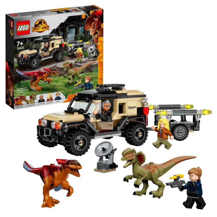 Kit de construcción LEGO Jurassic World 76951 Transporte del Pyrorraptor y el Dilofosaurio; divertido juguete para niños creativos a partir de 7 años (254 piezas) - 1