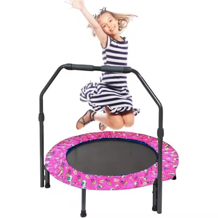 Trampolín de 36 Pulgadas|Cama Elastica Niños con Mango Ajustable y Cubierta Acolchada de Seguridad Trampolín Plegable|Rebote de Fitness Silencioso para Ejercicio, Interior y Jardín - 1