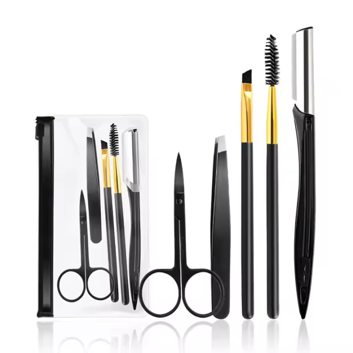 Juego De Herramientas Para Cejas 4-11 Piezas Incluye Tijeras Afeitadora Raspador Peine Y Herramientas De Maquillaje Acero Inoxidable - 1