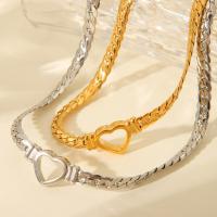 Collar De Cadena Cubana De Acero Inoxidable 316L Para Mujer Con Corazón Hueco Cadena Serpiente Plana Joyería De Moda Clavícula Hipóalergénica - details 4