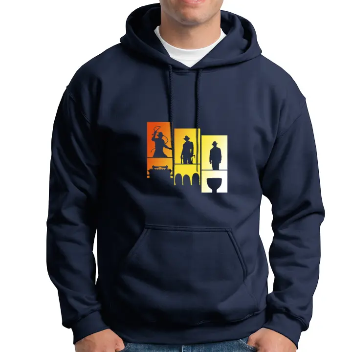 Sudadera con capucha Indiana Jones. La ultima cruzada. El arca perdida. El templo maldito. La calavera de cristal. El dial del destino. Varios colores. Todas las tallas. - 1