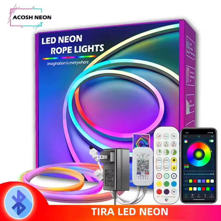 Luces De Neón Rojo Suave Con Bluetooth Y Sincronización De Música 84 LEDs/M Para Dormitorio Sala De Estar Cable De Silicona DC12-24V LED Strip - 1