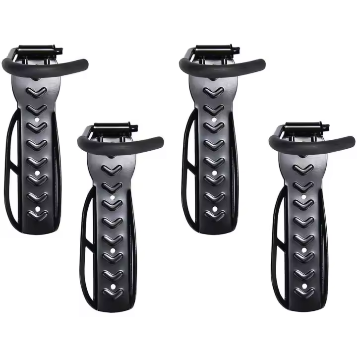 Gancho para Bicicleta de Pared de Acero Negro para 4 Bicicletas con Accesorios - Ahorro de Espacio - 1