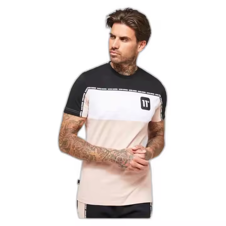 Camiseta de Manga Corta 11 DEGREES Colour Block Taped para hombre en color rosa - 1