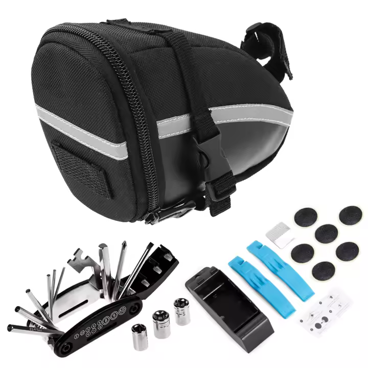 Kit De Herramientas De Reparación Para Bicicleta 16 En 1 Bolsa De Sillín Multifuncional Para Ciclismo Bolsa De Asiento De Bicicleta - 1