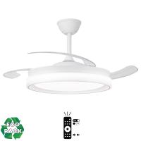 Akunadecor - Ventilador de techo modelo ECOBRIS motor DC 6 velocidades Tecnología Led 45W sistema CCT 4400 Lúmenes, Control remoto con temporizador, luz regulable en color e intensidad, Memoria motor inverter verano/invierno ultra silencioso. - details 0