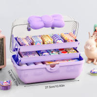 Caja De Almacenamiento Para Accesorios De Pelo Con Manija Organizador Multicapa Para Niñas Bolso De Joyería Multipropósito - details 4
