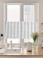 1pc Cortina Corta De Encaje Con Patrón Floral Estilo Lindo Blanca Para Decoración De Habitación Ventana Puerta Con Bolso De Rodillo - details 8