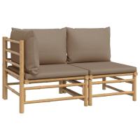 vidaXL Set de muebles de jardín 2 piezas bambú y cojines Gris claro, Taupé, Verde Conjunto Terraza Muebles Jardín Exterior Juego de Muebles de jardín Mueble Jardín Exterior Muebles de Salon Exterior - details 2