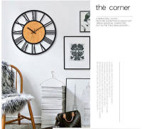 3D Large Wall Clocks Nordic Roman Numerals Retro Round Wood Metal Iron Accurate Silent Hanging Ornament Living Room Decoration - details 7