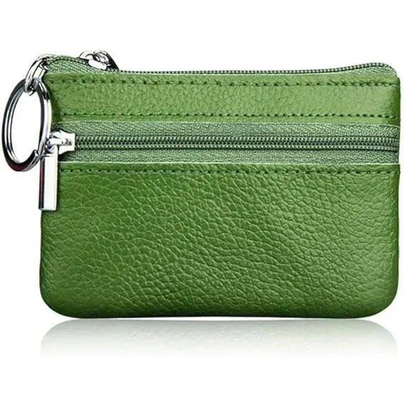 Mini Monedero DE LA Moneda de las mujeres de cuero genuine Cremallera Bolsa with lavero - 1