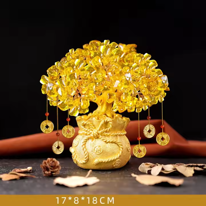 Árbol De La Fortuna Chino Feng Shui Decoración De Bonsái Estilo Para La Suerte Y La Riqueza Figura De Resina Para El Hogar - 1