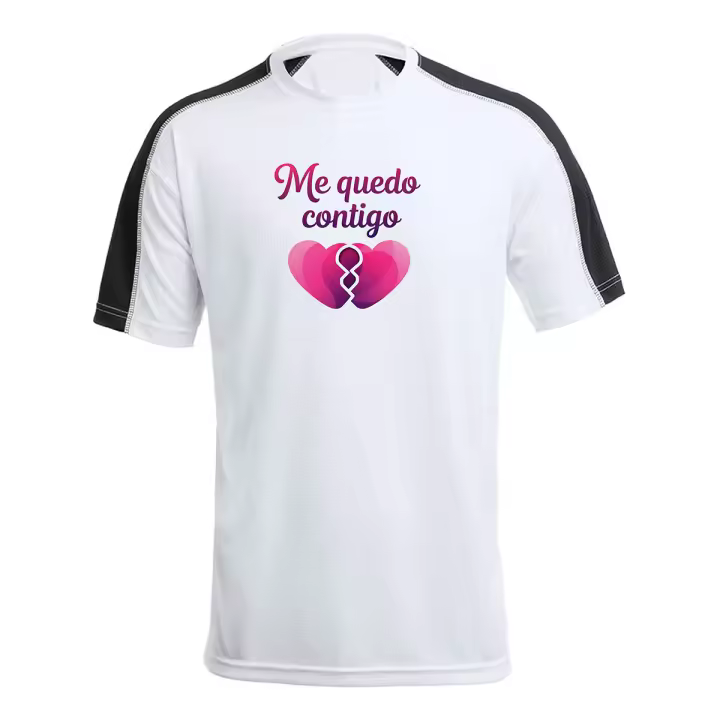 MERCHANDMANIA CAMISETA técnica franja mangas NEGRA frase motivadora aniversario novios amor te quiero tshirt - 1
