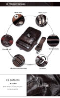 Bolsa De Cintura Para Teléfono WESTAL De Cuero Genuino Pequeña Bolsa De Pecho Deportiva Negra Para Hombres Estilo Casual - details 2