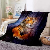 Manta De Flannel Tigre Negro Dorado 3D Para Sofa Cama Viaje Moderna Antipelusa Regalo De Cumpleaños Manta De Cobertor Rectangular Para Adultos - details 1