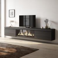 Skraut Home - Mueble para Televisión - Muebles de salón con dos puertas para almacenaje - 267x35x45 cm - Para TV gran formato - Chimenea eléctrica XXL led efecto fuego 3d - Colgado - Suspendido - Estilo Moderno - details 0