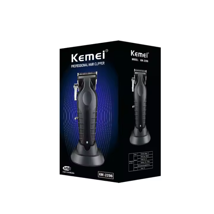 Cortadora de pelo eléctrica KM-2296 con base, cortadora de pelo eléctrica, cortadora de pelo con cabezal de aceite USB, cortadora de pelo para peluquería - 1
