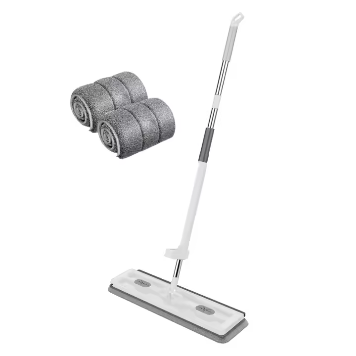 Juego De Mopa De Piso Con Cesta Ampliada Automática Para Limpieza Doméstica Mopa Larga De Microfibra Ecológica Y Sujeción Cuatro Lados - 1