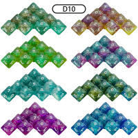D10 Juegos De Dados Rol DND Colores Mixtos Efecto De Brillo Estilo De Fuente Retro Único Accesorios Para Juegos De Mesa RPG - details 1