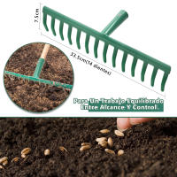 EasySpeed Rastrillo de Jardín 14 Púas, Rastrillo Metálico Uso Profesional y Doméstico, Recogedor Hojas, 14 Dientes, 35x15x7cm Ancho, Sin Mango,Verde (Sin Palo) - details 5