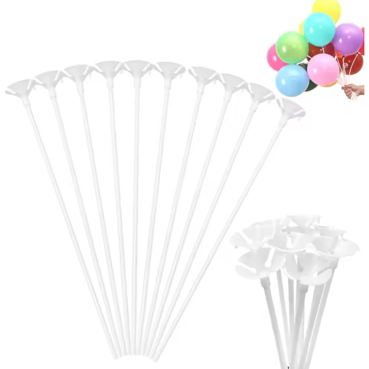 Lot de 100 Tige Pour Ballon, Support Ballon Réutilisables en Plastique, Porte Ballon Blancs Tige Ballon Support de Ballon Pour Mariage, Anniversaire, Vacances, Anniversaire, Décoration de Fête - 1