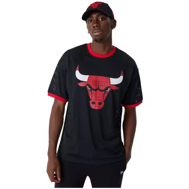 Camiseta de Manga Corta New Era Chicago Bulls para hombre en color negro - 1