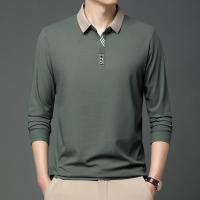 Camisa Polo Para Hombre De Color Sólido Casual Manga Larga Transpirable Cómoda Versátil Top Moda Negocios - details 9