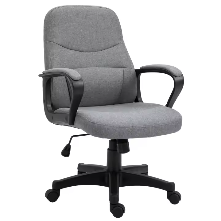 Vinsetto Sillón de oficina con función de masaje Sillón de ordenador ergonómico con interfaz USB Sillón de mesa de masaje ajustable en altura con diseño de lino 59 x 63 x 92-101 cm Gris - 1