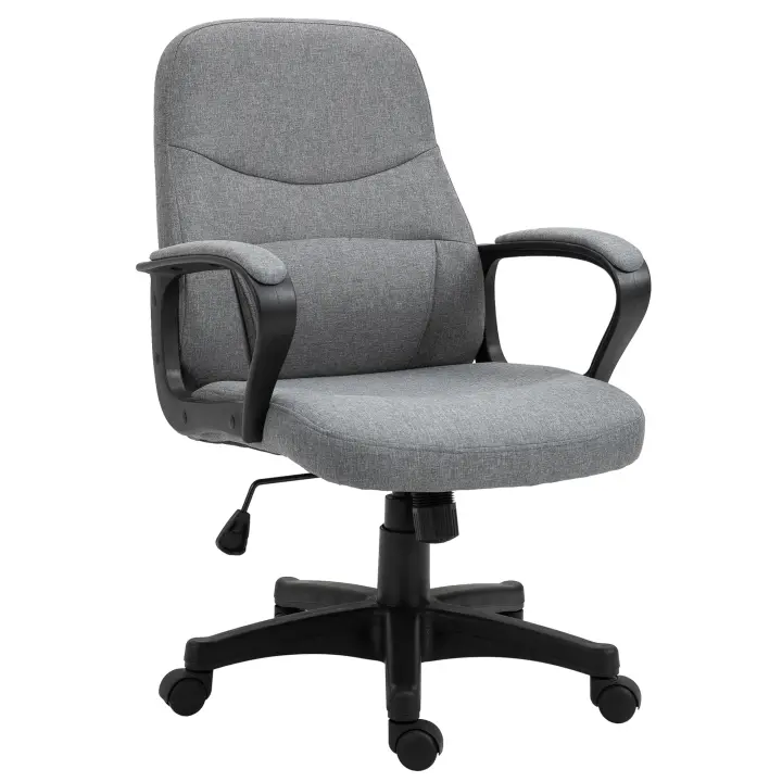 Vinsetto Sillón de oficina con función de masaje Sillón de ordenador ergonómico con interfaz USB Sillón de mesa de masaje ajustable en altura con diseño de lino 59 x 63 x 92-101 cm Gris - 1