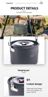 Widesea Olla De Camping 4L Cocina Al Aire Libre Para 4-6 Personas Utensilios De Cocina Para Picnic Pesca Equipamiento De Cocina - details 3