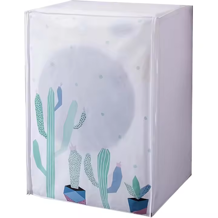 Funda para seca, Funda impermeable para Lavadora, Funda para Lavadora a prueba de Polvo PEVA, adecuada para lavadoras y secadoras de Tambor de 6-8 kg (60*56*83cm, Cactus) - 1