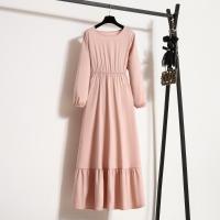 Vestido Largo Para Mujer Verano Otoño Mujer Vestidos Sólidos Manga Larga Cuello Redondo Casual Chiffon Vestidos Musulmanos Sólidos Sueltos Maxi - details 6