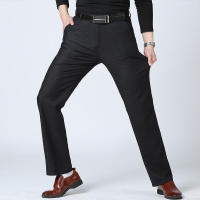 Pantalones De Negocios Para Hombre Talla Grande Corte Slim Moda Casual Estirado Adecuado Para Otoño Verano Pantalones Sólidos Negros Azules Oscuros - details 4