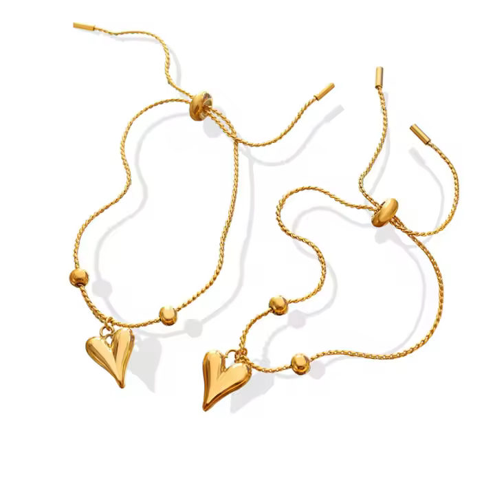 Joyería de mano con diseño de nicho de estilo francés de acero de titanio resistente a la decoloración para mujer, pulsera de corazón de melocotón con hebilla desmontable moderna y moderna,joyería femenina chapada en oro de acero de titanio resistente - 1