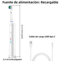 Cepillo De Dientes Eléctrico Giratorio Con 3 Modos Recarga Rápida USB Tiempo De Cuento Estuche De Viaje Y 2 Cabezas De Cepillo - details 8