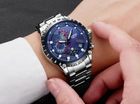 Reloj De Hombre LIGE Con Dial Azul Y Correa De Acero Inoxidable Resistente Al Agua Y Al Choque Con Fecha Y Manos Luminosas Reloj De Moda Y Casual Para Negocios - details 13