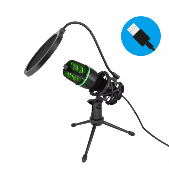 Microfono Condensador Profesional USB Para PC Laptop Streaming De Video Juegos Y Podcasts De YouTube Uso Para Vocales - 1