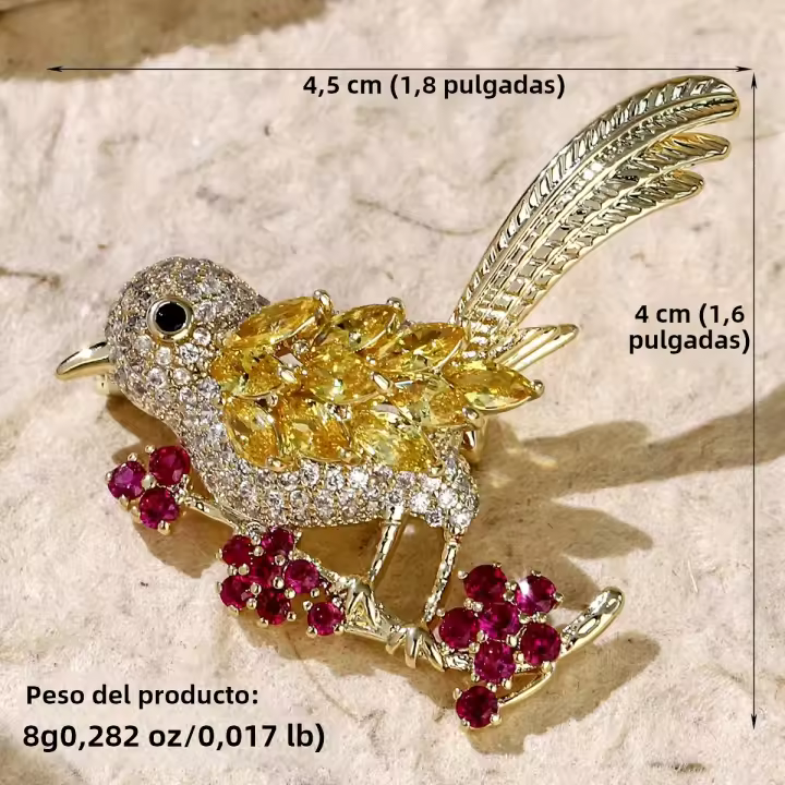 Broche De Flor Dorada Con Zirconia Joyería De Novia Lujo Accesorios Para Mujer Regalos Para Damas De Honor Adornos Elegantes Para Bodas - 1