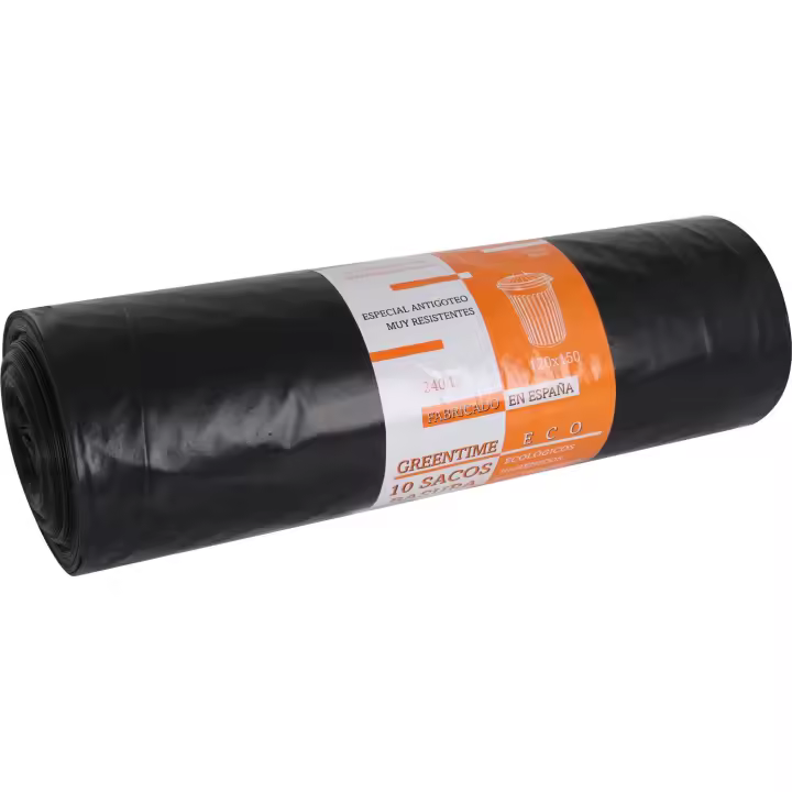 GREENTIME - 10 ROLLOS BOLSAS DE BASURA 120X150CM G200 / 240L  - Bolsas de Basura Resistentes y Duraderas - Bolsas de Basura de Gran Capacidad - Bolsas de Basura para una Eliminación Eficiente - Bolsas de Basura Fáciles de Usar y Transportar - 1