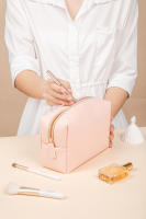 Bolsa De Viaje Portátil De Cuero PU Organizador De Maquillaje Impermeable Para Mujeres Tamaño Pequeño Medio Grande - details 14