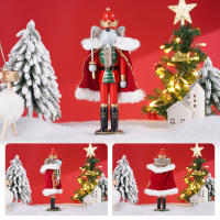Nutcrackador De Madera 30CM Soldado Figura Artesanal Decoración De Navidad Para Escritorio Casa Regalo Para Niños - details 3