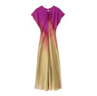 Vestido Midi De Seda TRAFZA Para Mujer Estampado Vintage Con Dibujos De Tie Dye Cuello Redondo Manga Corta Casual Chic Para Primavera - details 2