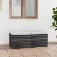 vidaXL Otomanas de palets de jardín 2 pzas cojines madera maciza pino - details 0