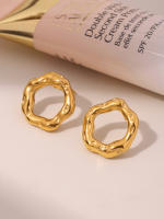 Vintage único Anillo Redondo Patrón de Textura fundidas detalle de las mujeres de Oro de Textura temperamento joyería impermeable de regalo - details 11