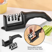 Afilador De Cuchillos De 3 Segmentos Para Cocina Multifuncional Portátil Con Piedra De Afilar Negra Material De Carburo De Tungsteno - details 3